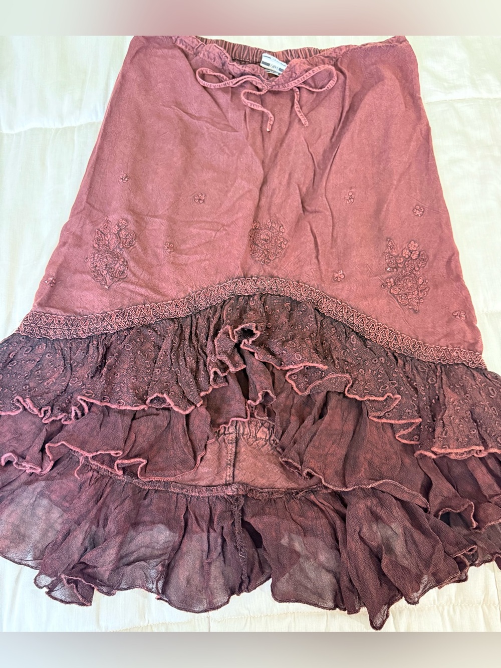 Vintage L.S.I 90’s brown tiered ruffle elastic waist high low fairy core grunge - Picture 10 of 10